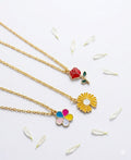 Floral Charm Pendant Necklace Set (Pack of 3)